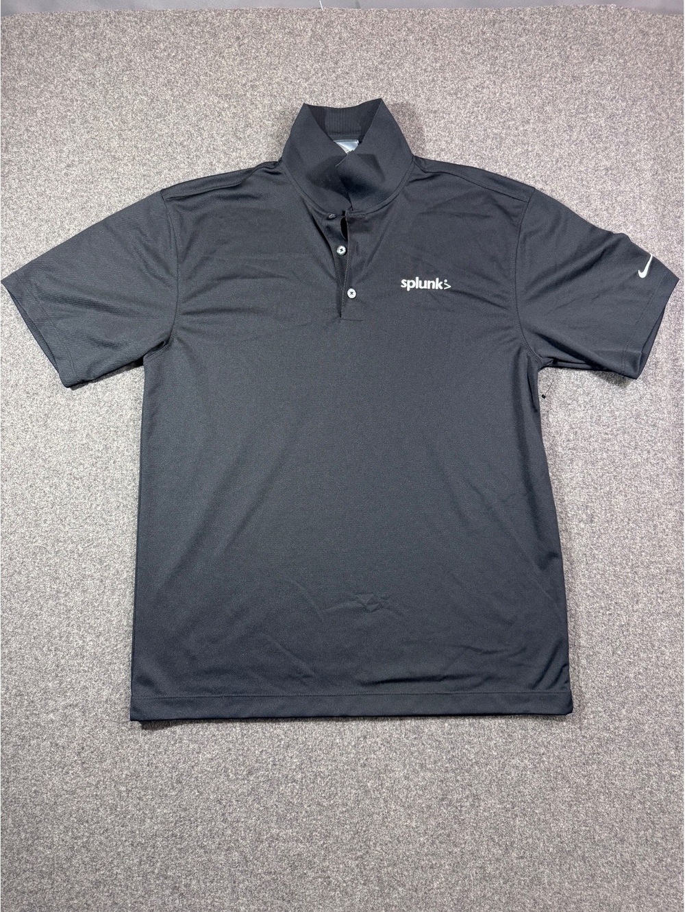 Nike Black Splunk Logo Golf Polo Shirt Size M